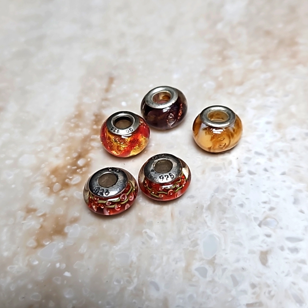 😍925 Red/Orange Slide Charms